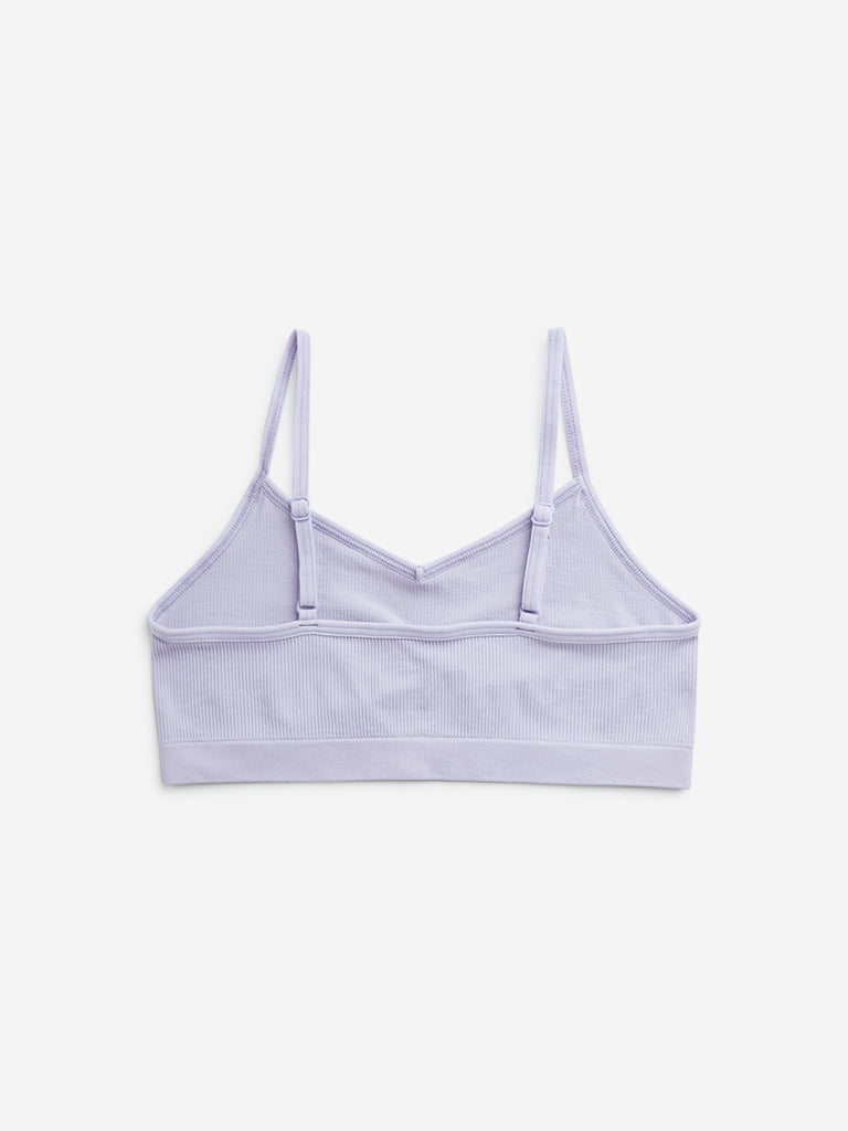 Y&F Kids Lilac Ribbed-Textured Cotton Blend Crop Top