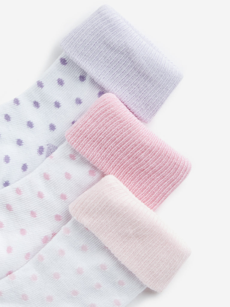 HOP Baby White Polka Dotted Socks - Pack of 3