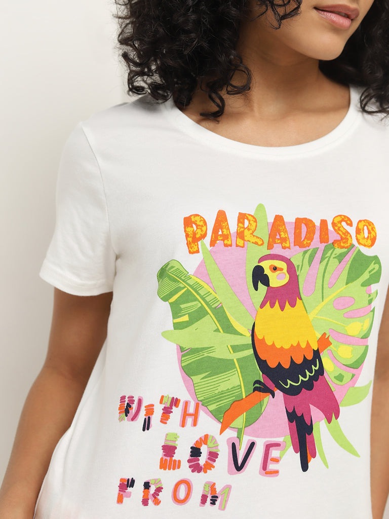 Wunderlove Multicolour Parrot Cotton Shorts Set In A Bag