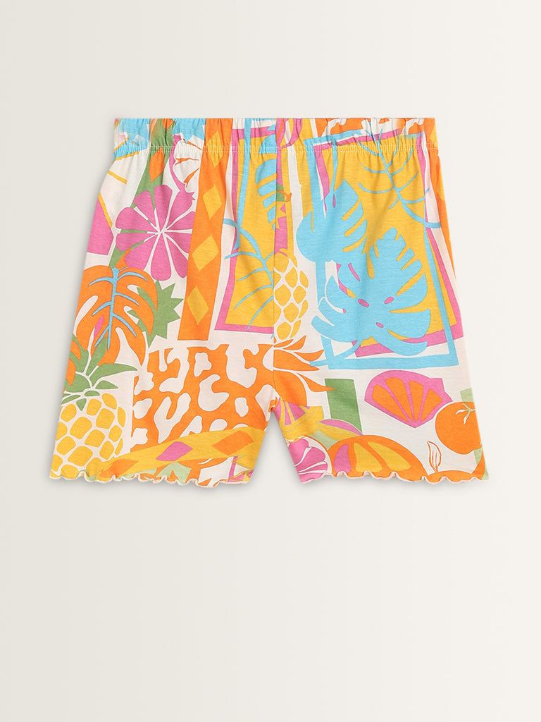 Wunderlove Multicolour Parrot Cotton Shorts Set In A Bag