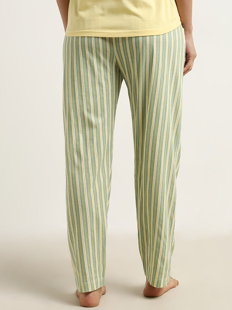 Wunderlove Yellow Striped Mid-Rise Cotton Pyjamas