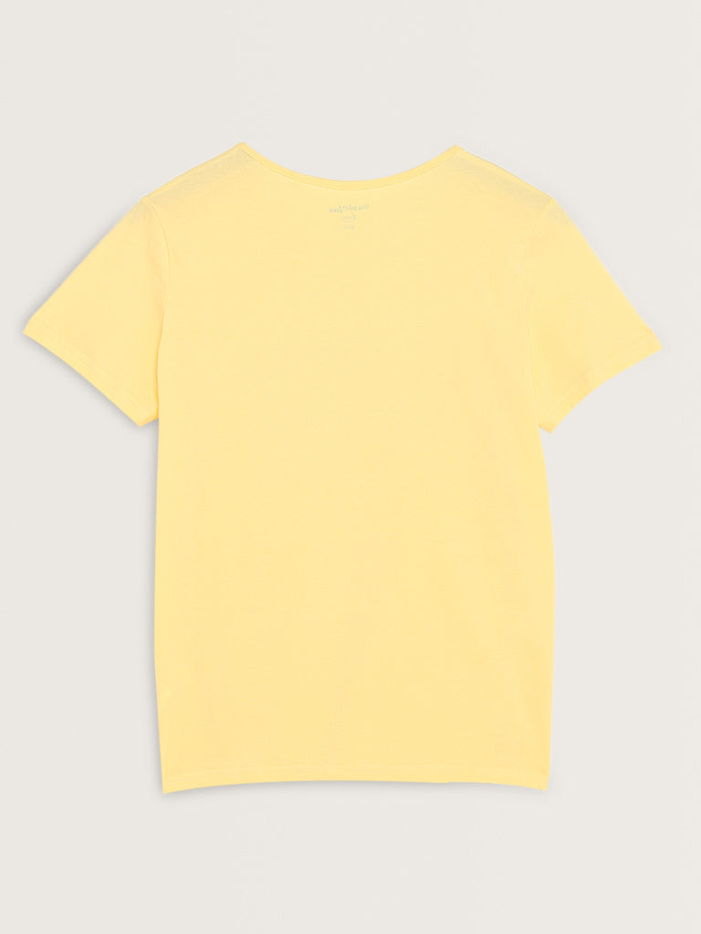 Wunderlove Yellow Text Design Cotton T-Shirt