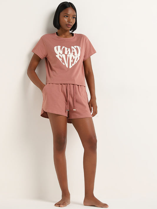 Superstar Dusty Pink Solid High-Rise Cotton Shorts