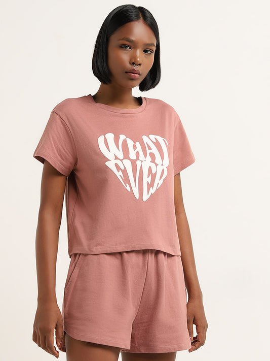 Superstar Dusty Pink Text Design Cotton T-Shirt