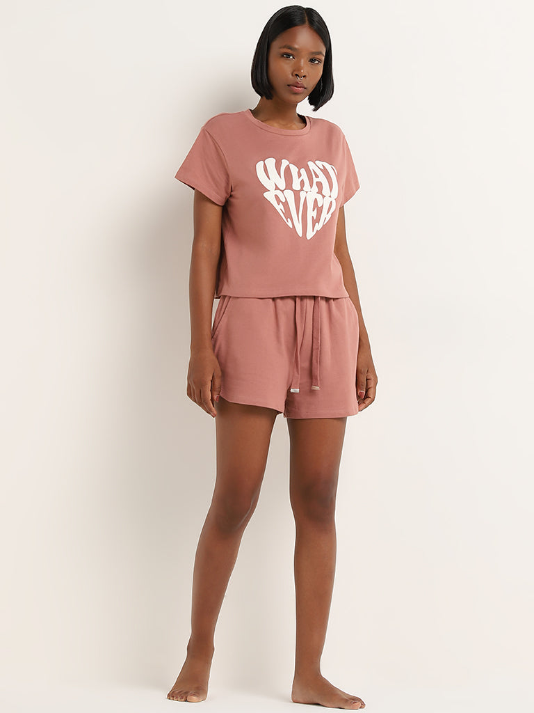 Superstar Dusty Pink Text Design Cotton T-Shirt