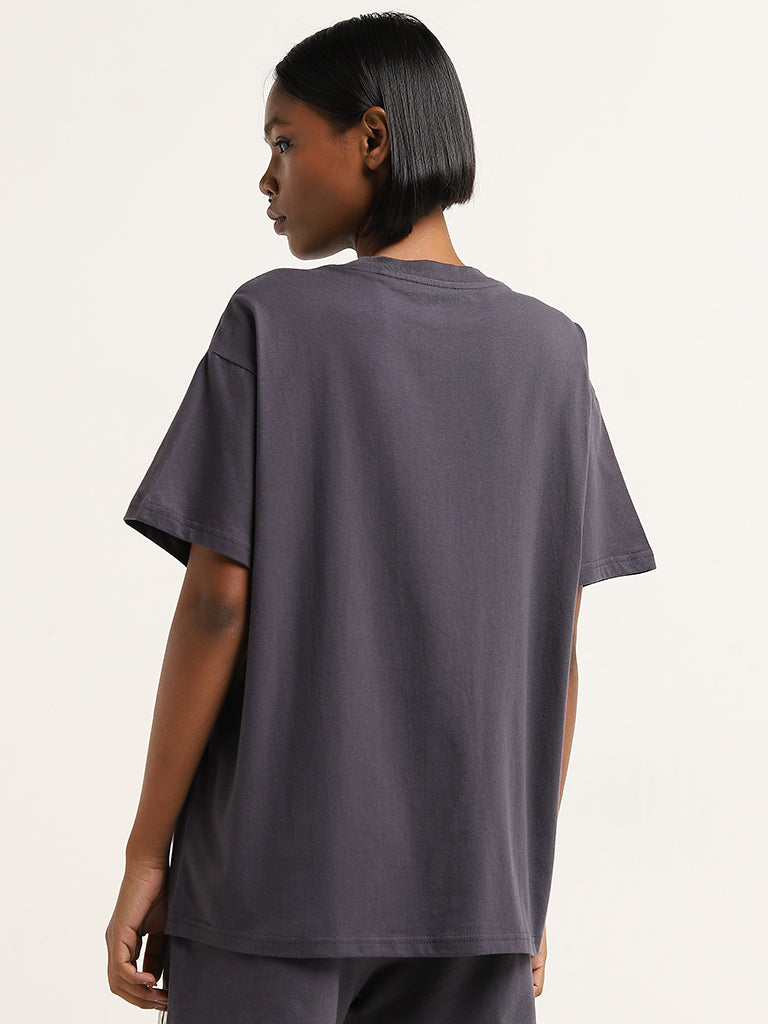 Superstar Dark Grey Cityscape Oversized Cotton T-Shirt