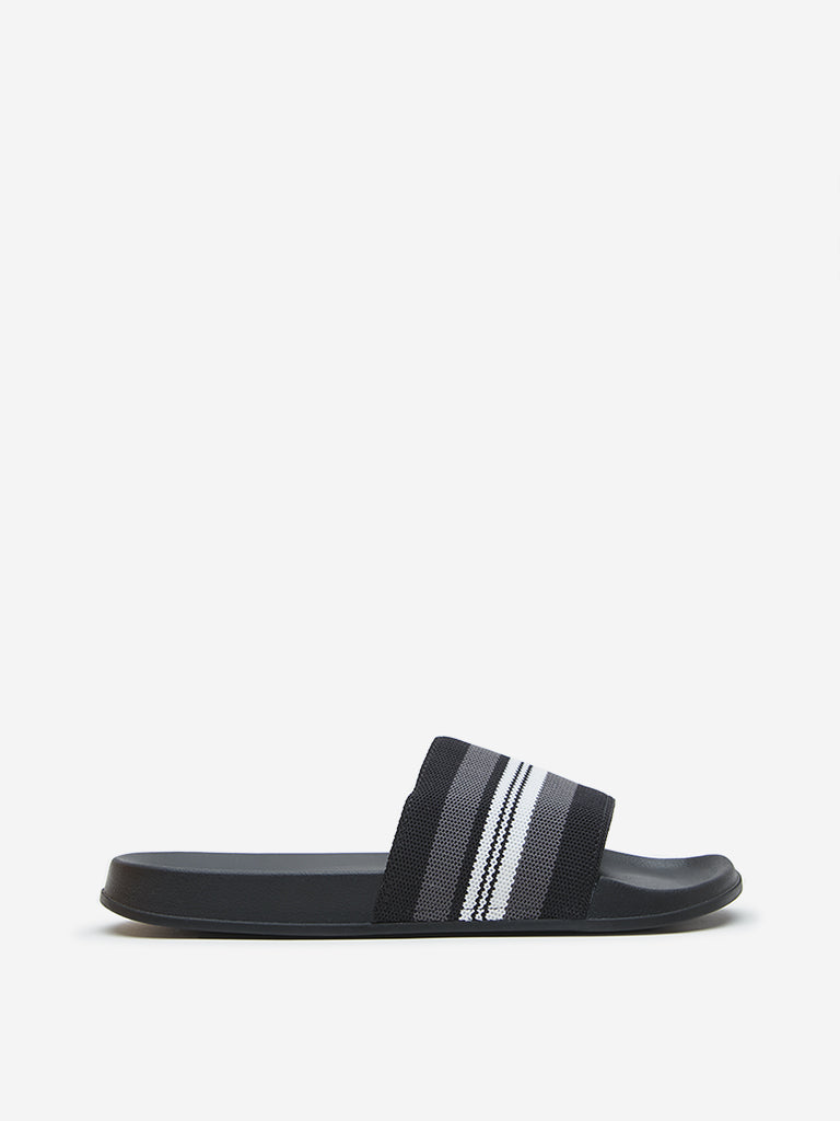 SOLEPLAY Black Stripe Detailed Slides