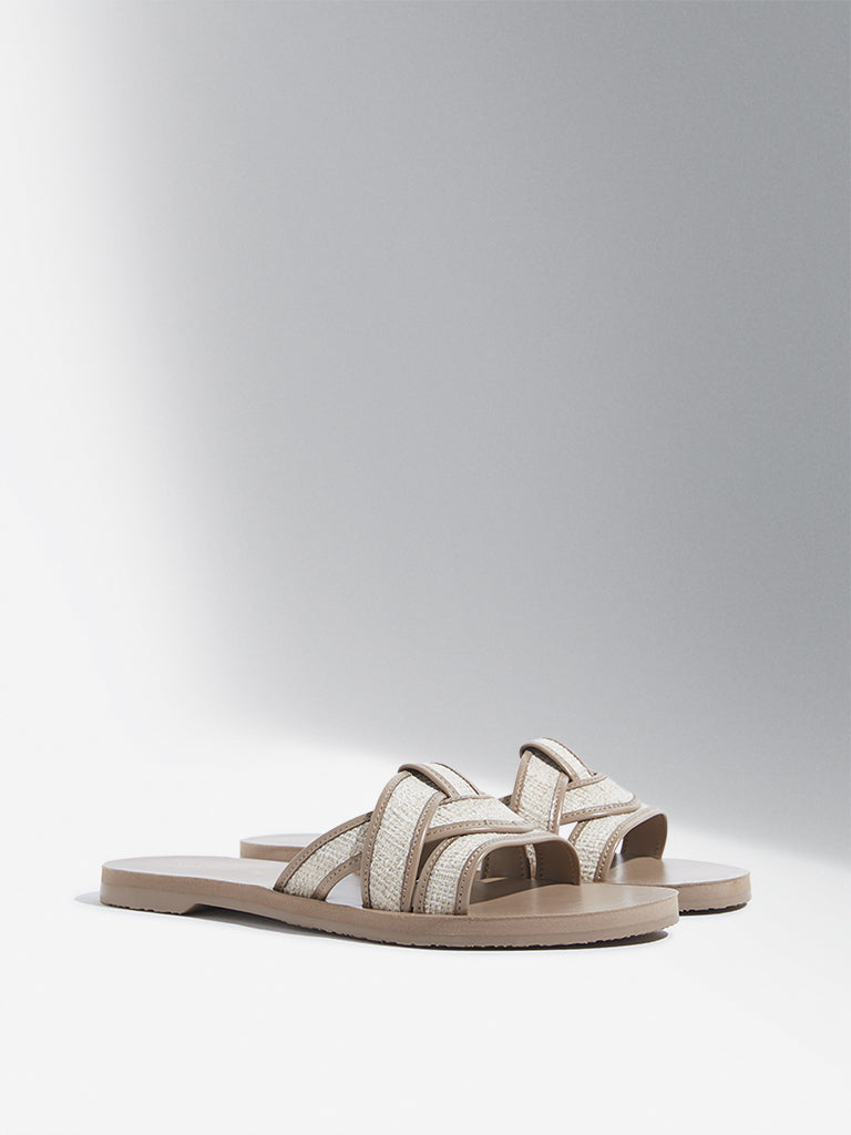 LUNA BLU Taupe Multi-Strap Slides