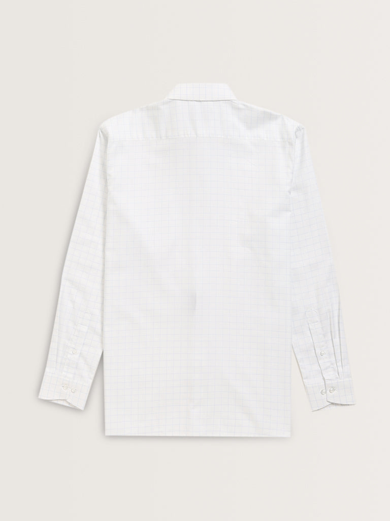 WES Formals White Checks Printed Relaxed-Fit Cotton Shirt