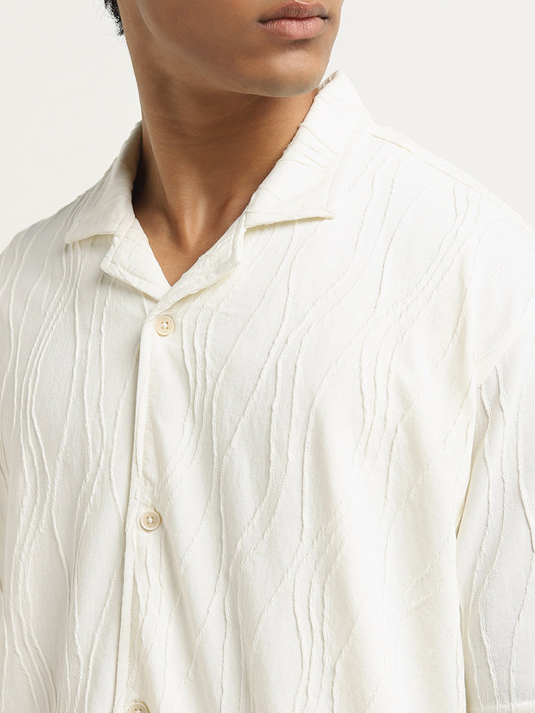 ETA Off-White Textured Relaxed Fit Shirt