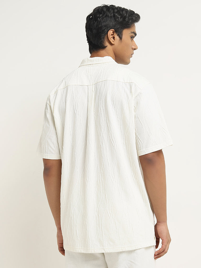 ETA Off-White Textured Relaxed Fit Shirt