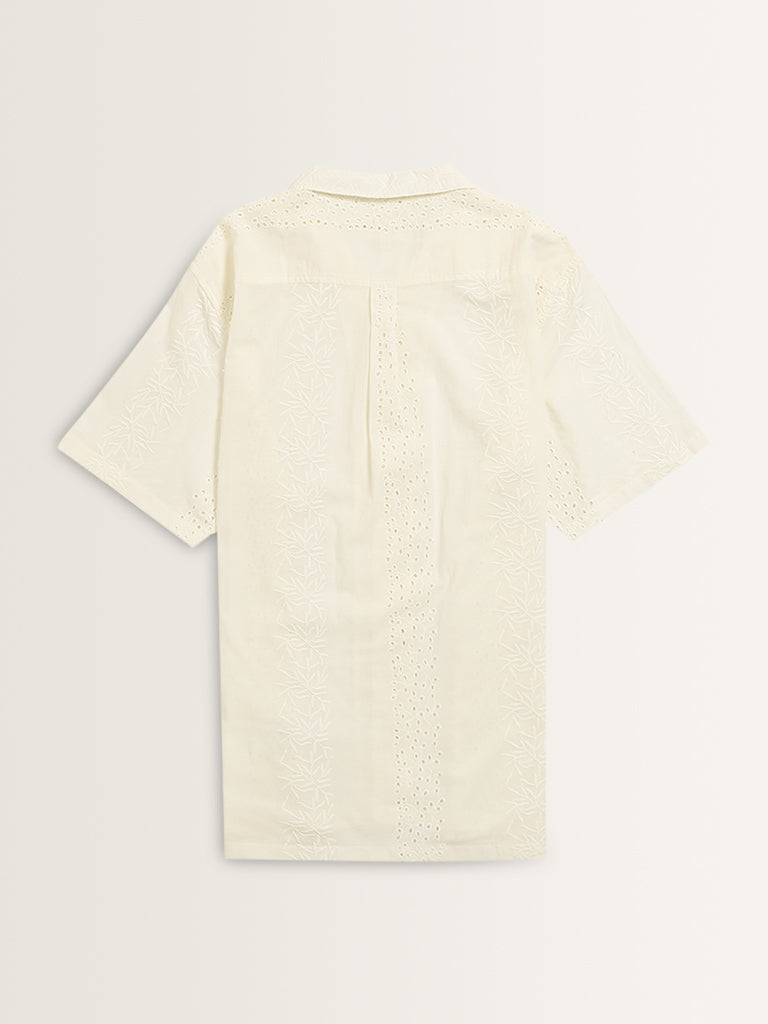 ETA Off-White Schiffli Design Relaxed-Fit Shirt