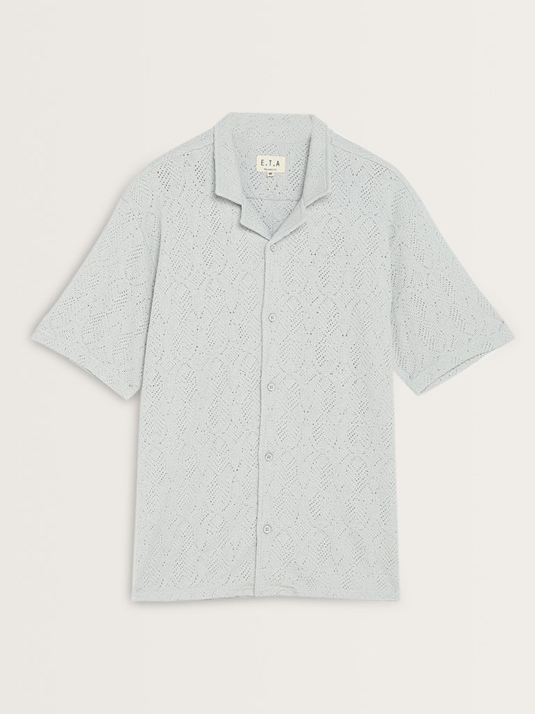 ETA Grey Knitted Relaxed Fit Cotton Shirt