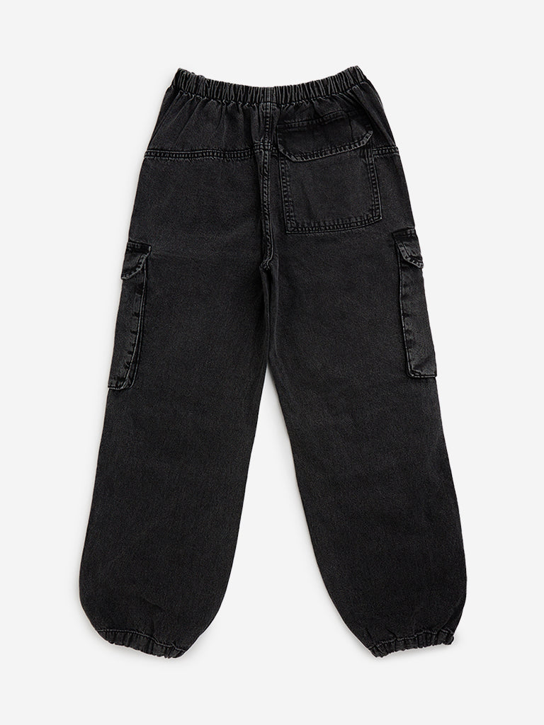 Y&F Kids Charcoal Mid-Rise Denim Joggers