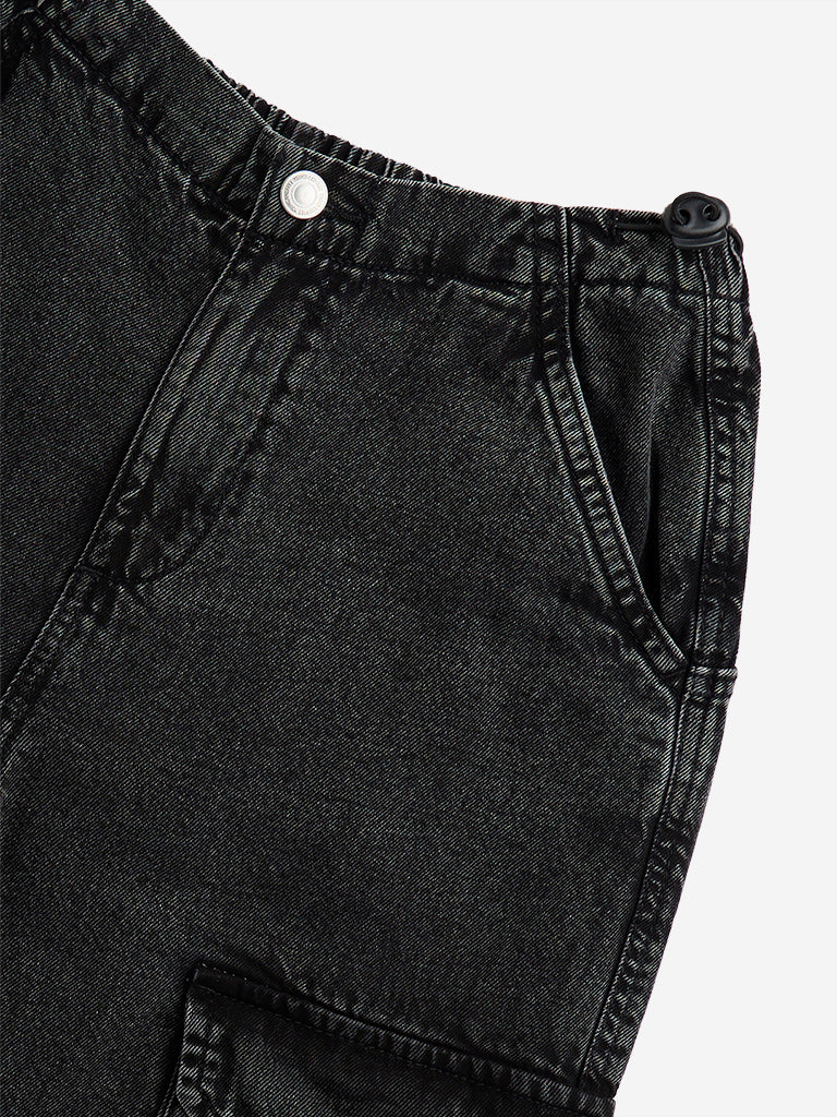 Y&F Kids Charcoal Mid-Rise Denim Joggers