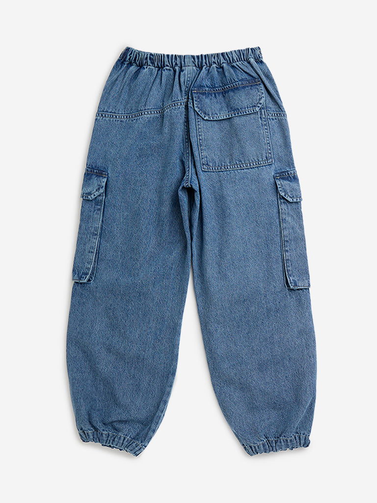 Y&F Kids Light Blue Mid-Rise Denim Joggers