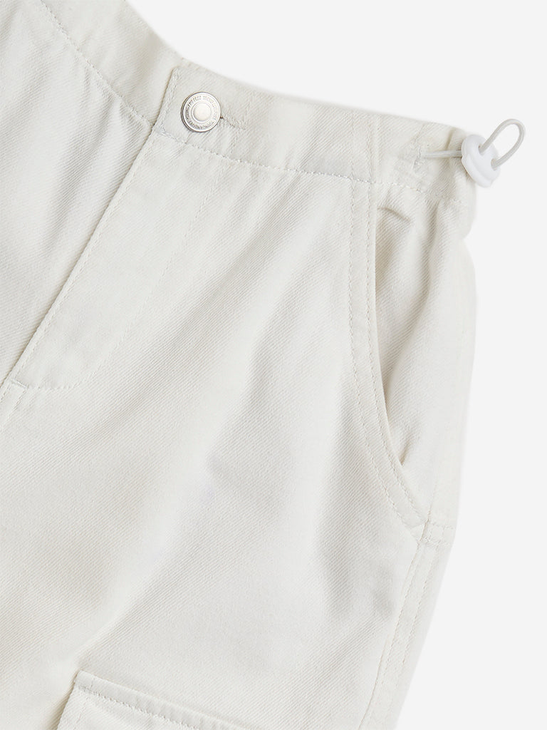 Y&F Kids White Mid-Rise Denim Joggers