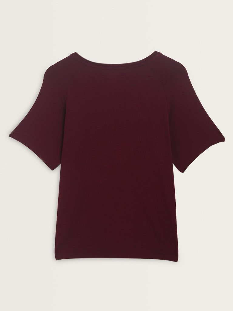 Wunderlove Burgundy Solid T-Shirt