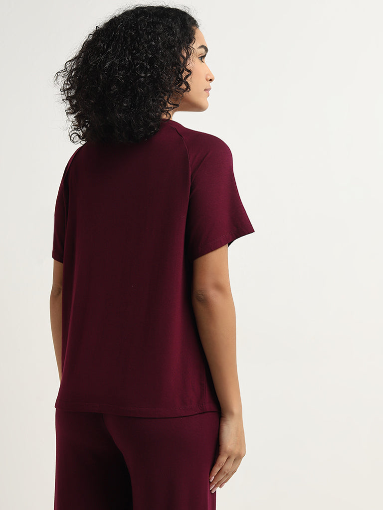 Wunderlove Burgundy Solid T-Shirt