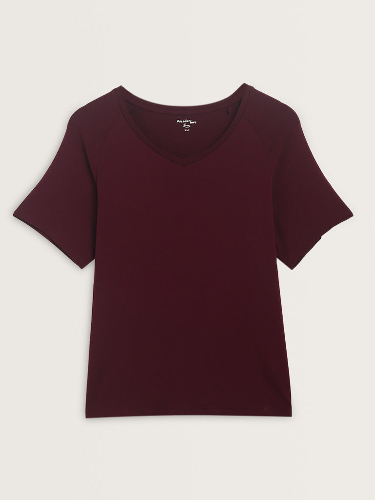 Wunderlove Burgundy Solid T-Shirt