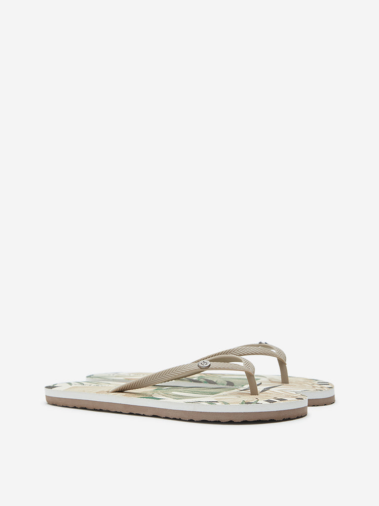 LUNA BLU Green Leaf Design Flip-Flop