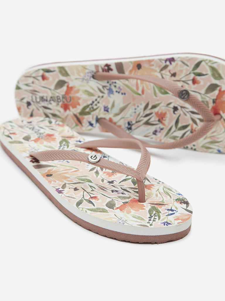 LUNA BLU Multicolour Leaf Design Flip-Flop