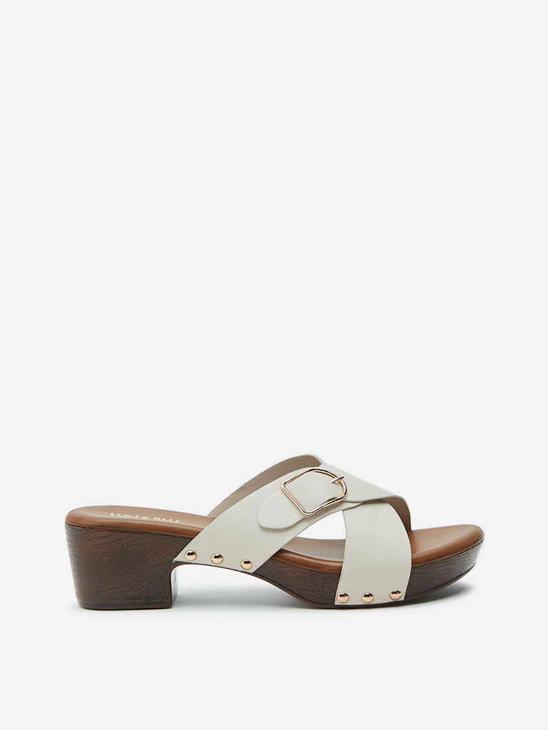 LUNA BLU Ivory Wedge-Heel Sandals