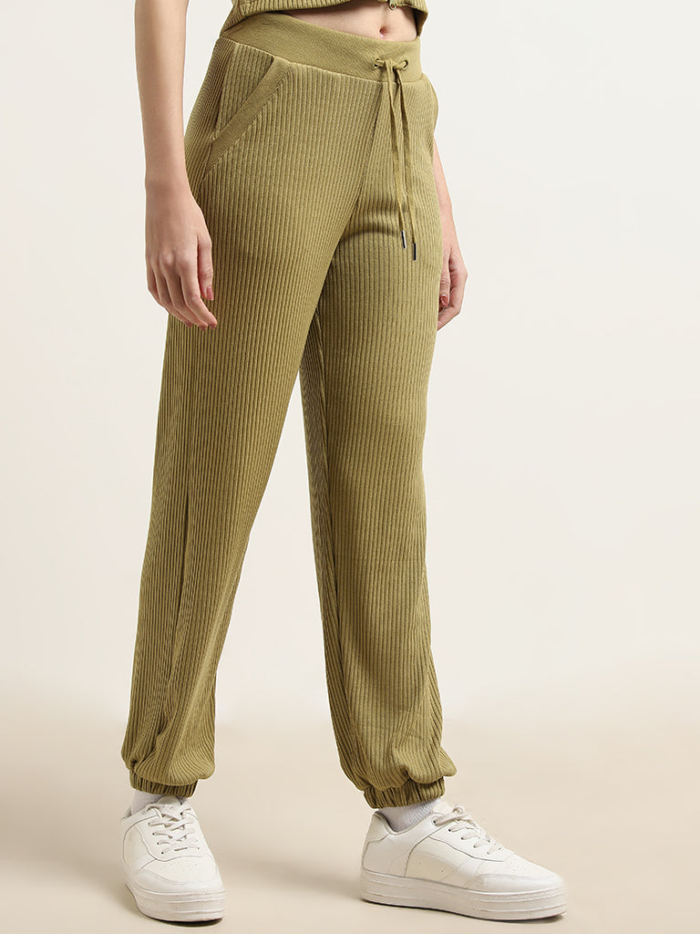 Studiofit Sage Ribbed Textured Mid-Rise Joggers