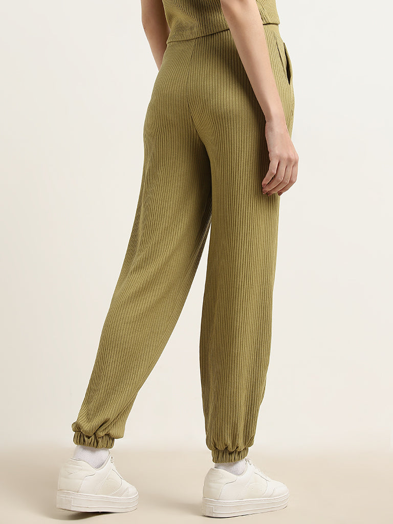 Studiofit Sage Ribbed Textured Mid-Rise Joggers