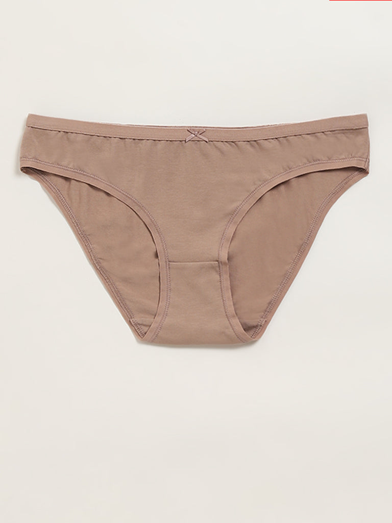 Wunderlove Light Taupe Cotton Blend Briefs - Pack of 3