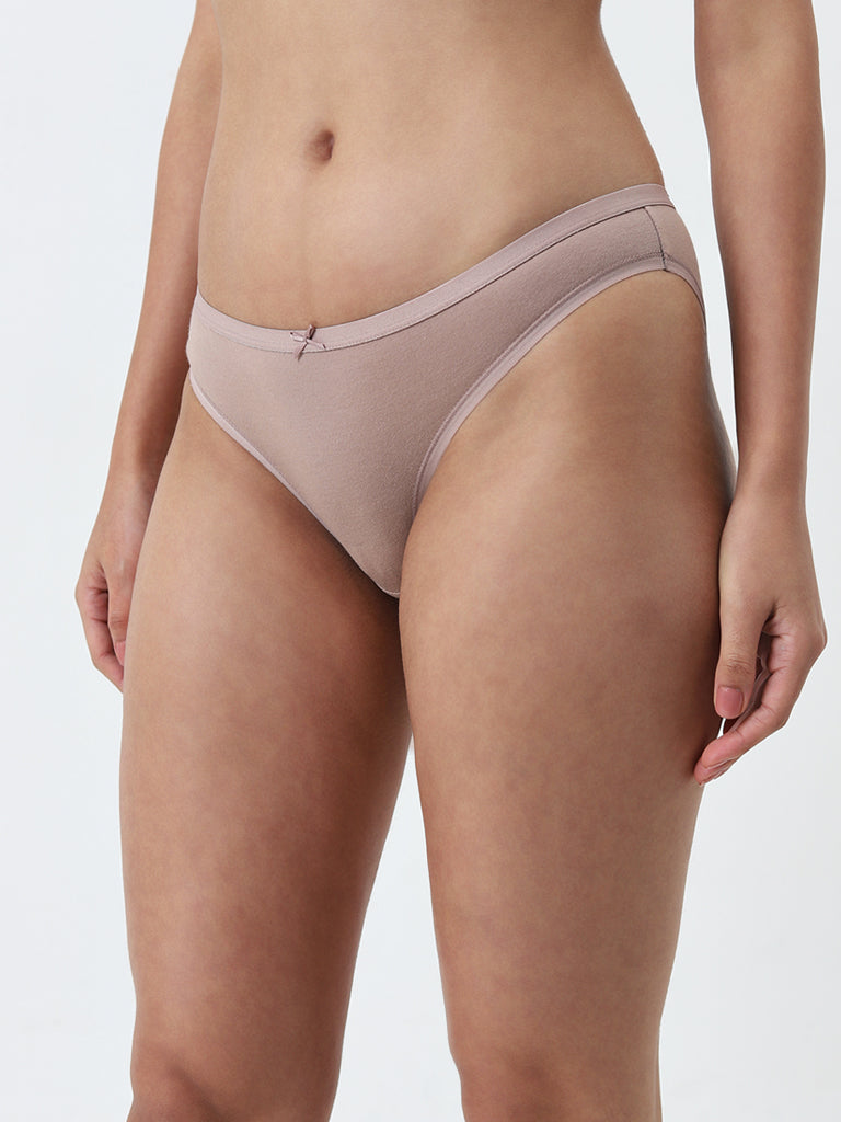 Wunderlove Light Taupe Cotton Blend Briefs - Pack of 3