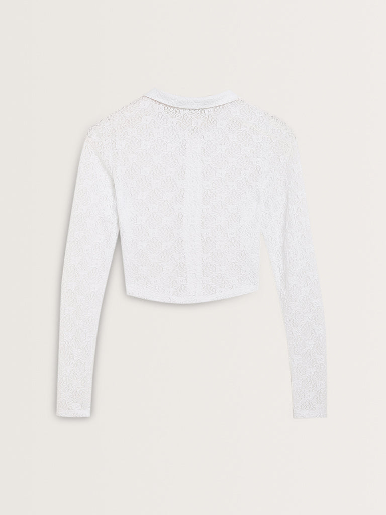 Nuon White Lace Detailed Shirt