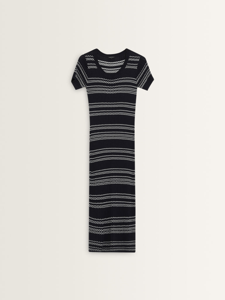 Wardrobe Navy Ribbed-Textured Bodycon Dress