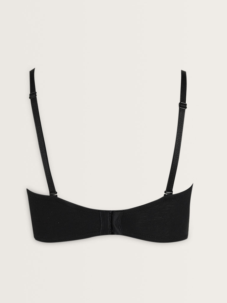 Wunderlove Black Padded Cotton Strapless Bra