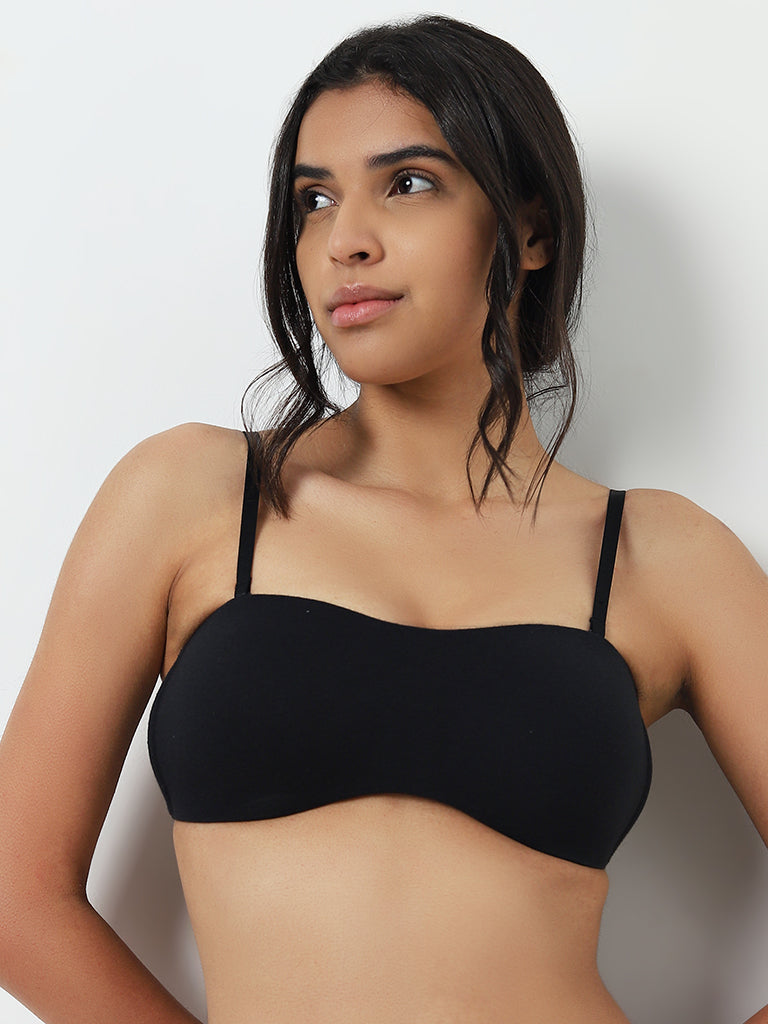 Wunderlove Black Padded Cotton Strapless Bra