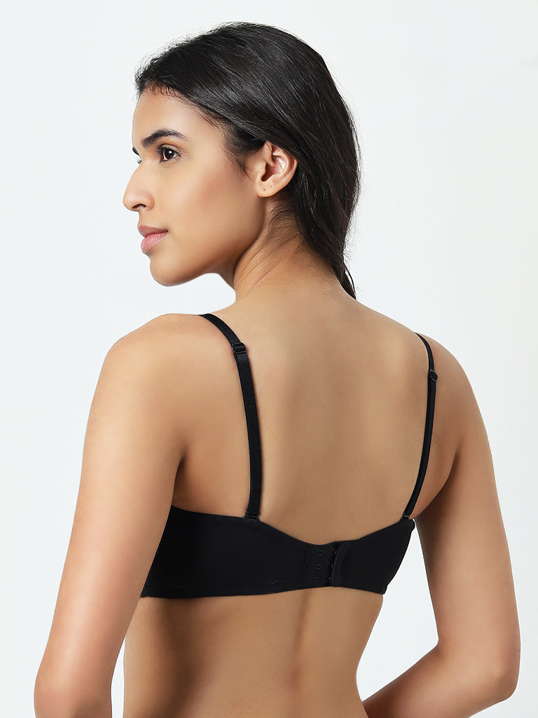 Wunderlove Black Padded Cotton Strapless Bra