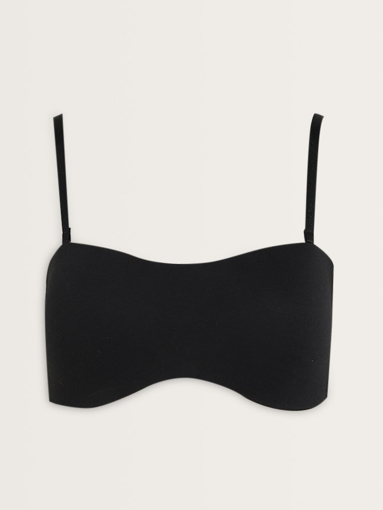 Wunderlove Black Padded Cotton Strapless Bra