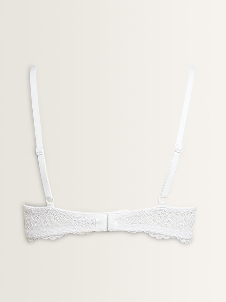 Wunderlove White Floral Design Padded Bra