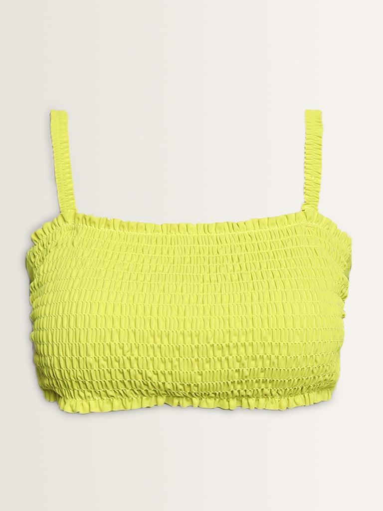 Wunderlove Swimwear Lime Smocked Padded Bra