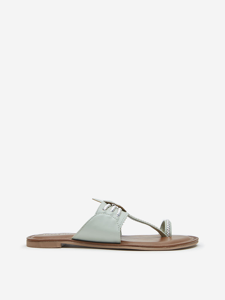 LUNA BLU Mint Braided Kolhapuri Sandals