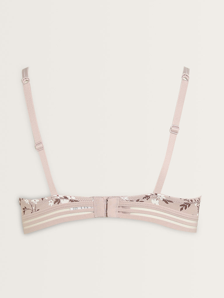 Wunderlove Ivory Floral Printed Wired Padded Bra - Pack of 2