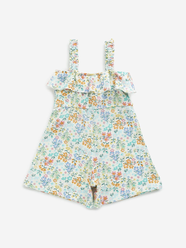 HOP Kids Multicolour Floral Detailed Jumpsuit