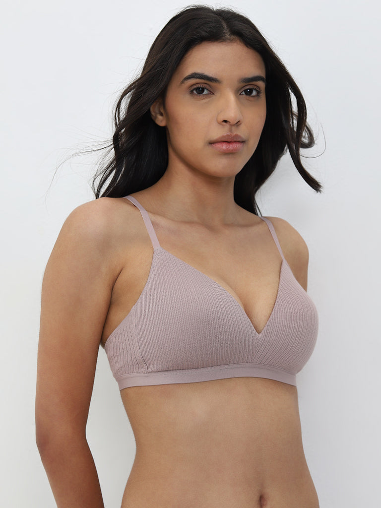 Wunderlove Light Taupe Cotton Ribbed Bra