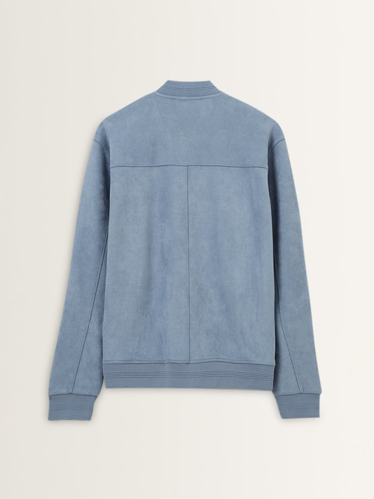 Ascot Dusty Blue Relaxed-Fit Suede Jacket