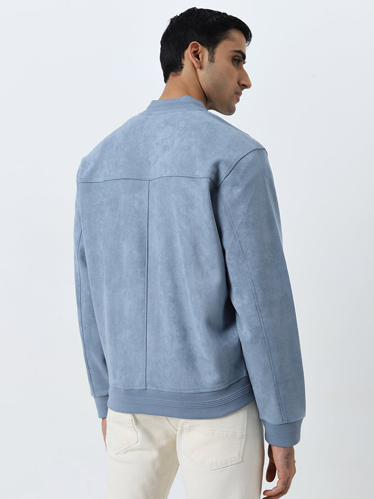 Ascot Dusty Blue Relaxed Fit Suede Jacket