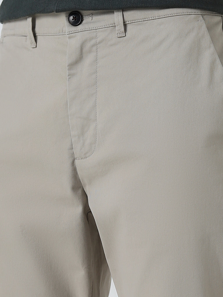 Ascot Beige Relaxed-Fit Mid-Rise Cotton Blend Chinos