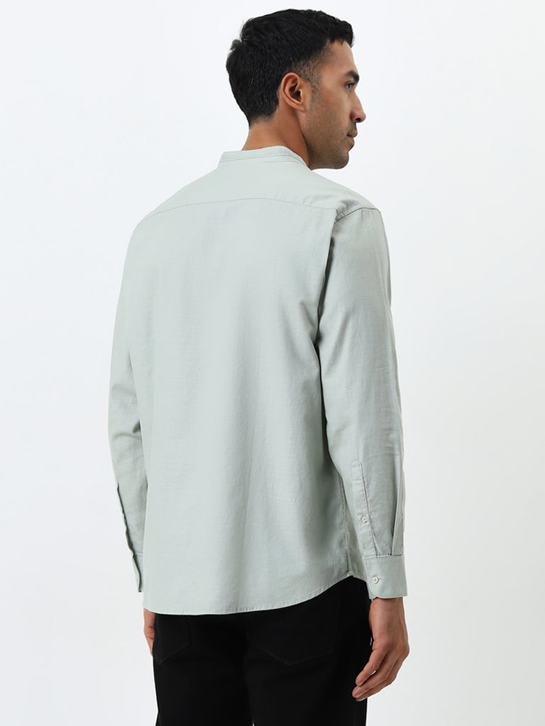 Ascot Light Green Solid Relaxed-Fit Cotton Shirt