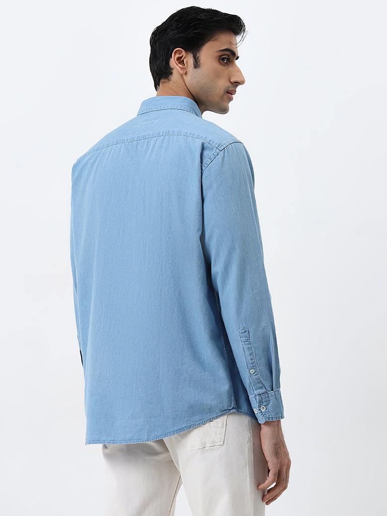 Ascot Light Blue Relaxed-Fit Cotton Shirt