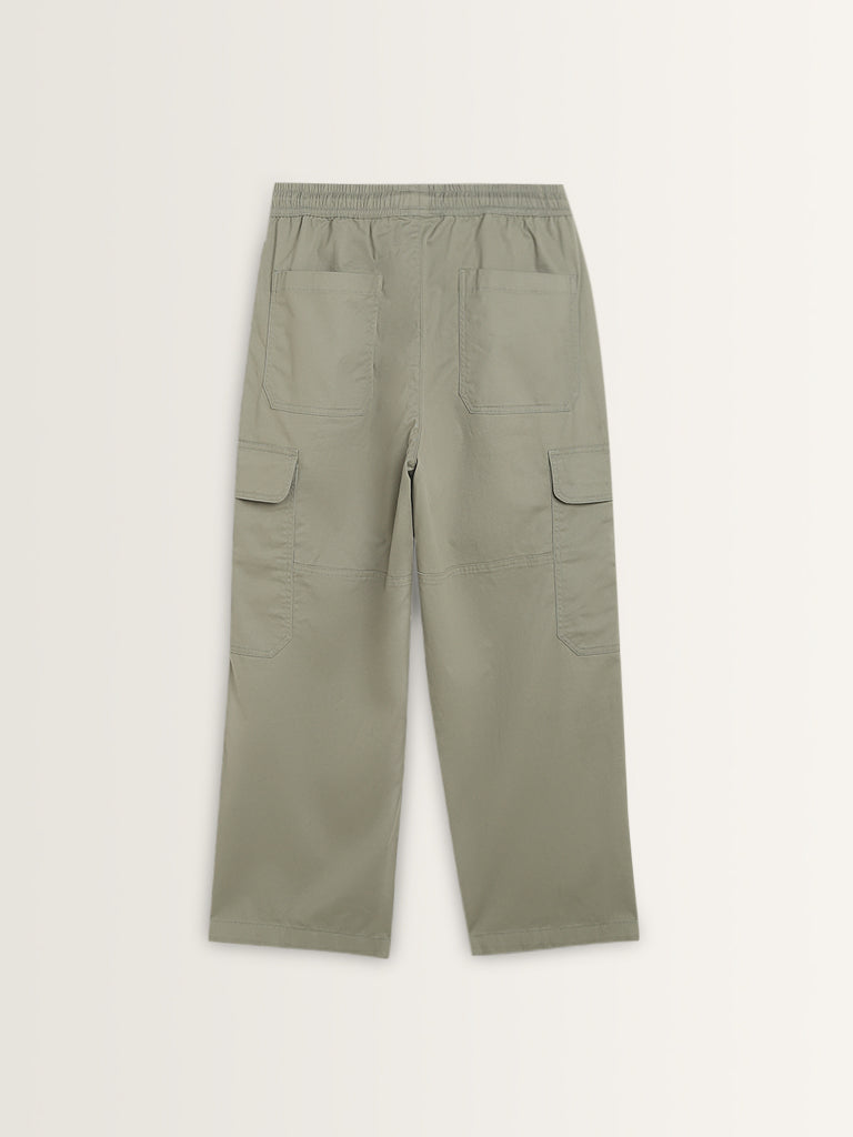 Nuon Sage Mid-Rise Loose-Fit Cotton Blend Chinos