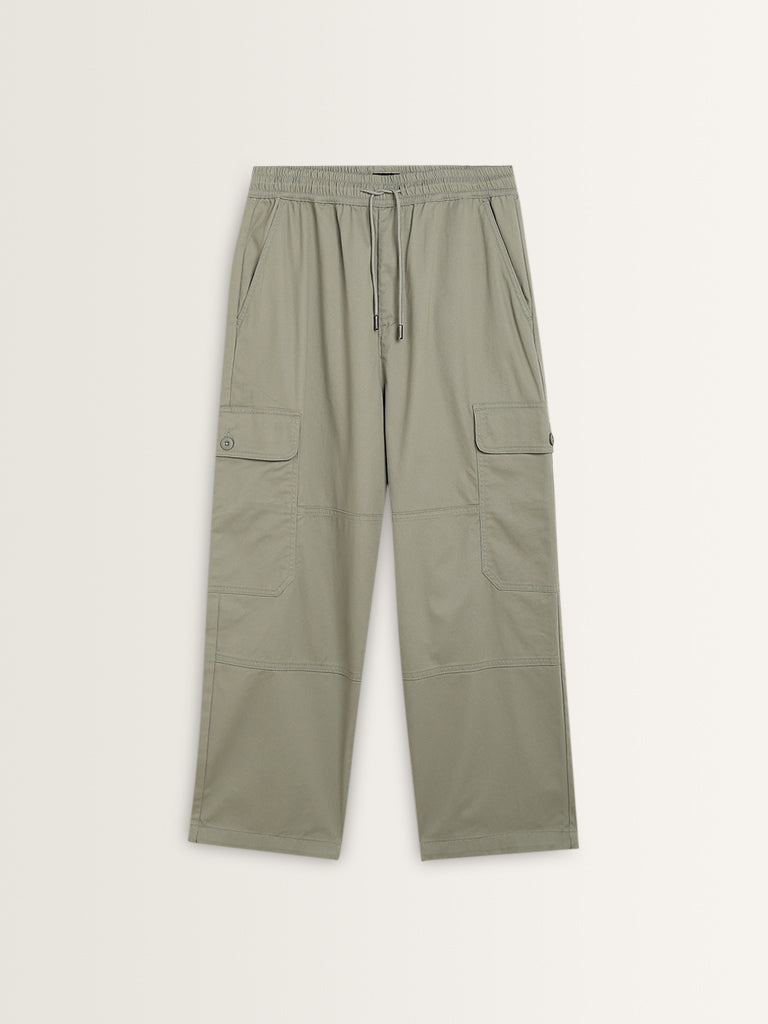 Nuon Sage Mid-Rise Loose-Fit Cotton Blend Chinos